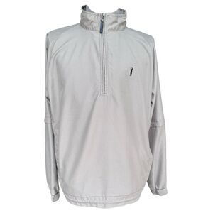 Austin Golf All Weather Jacket Sz. L Beige Quarter Zip Snap Pockets